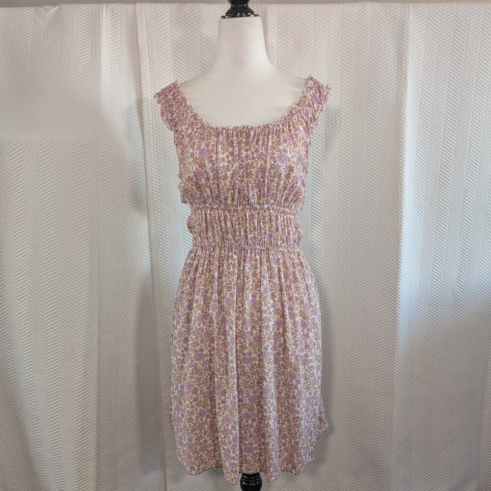 American Eagle Floral Linen Blend Mini Dress XS Cottagecore Prairie Coquette